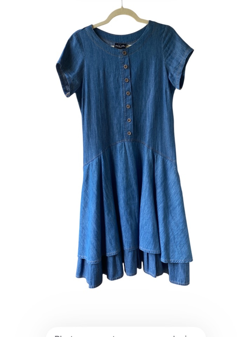 NWOT OLARS ULLA MIDI Denim Jeans Dress Size S Short Sleeves Made In Sweden - Picture 3 of 12